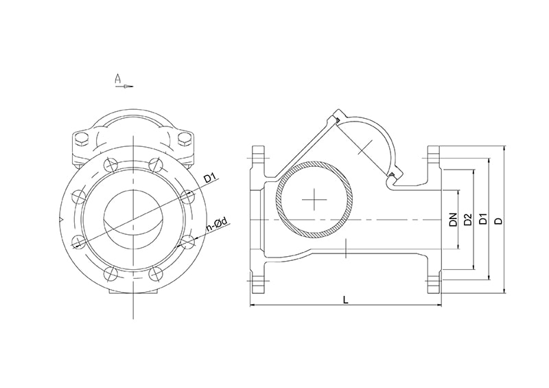 Клапан обратный шаровой фланцевый SC41's Drawing