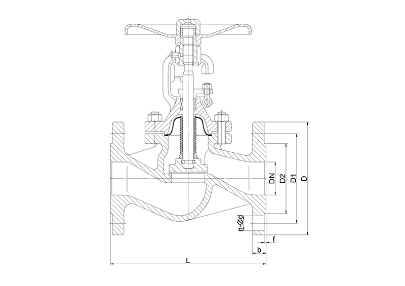 Запорный клапан сильфонный фланцевый SGL41-B's Drawing