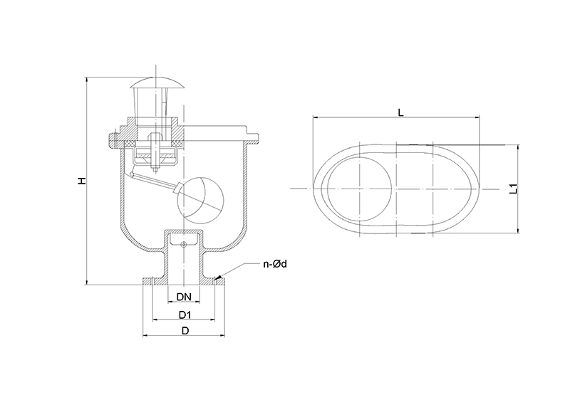 Композитный воздушный клапан быстросъемный SA44's Drawing