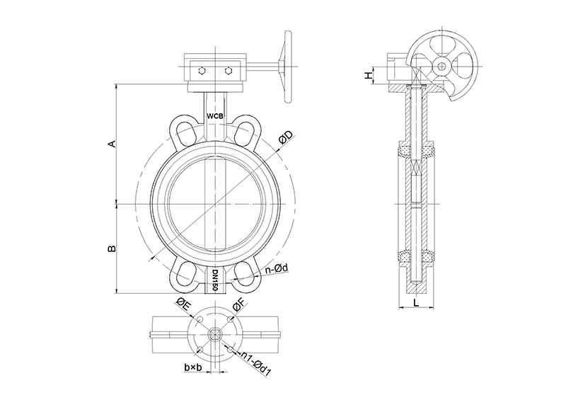 Затвор дисковый поворотный симметричный межф. SB71-B's Drawing