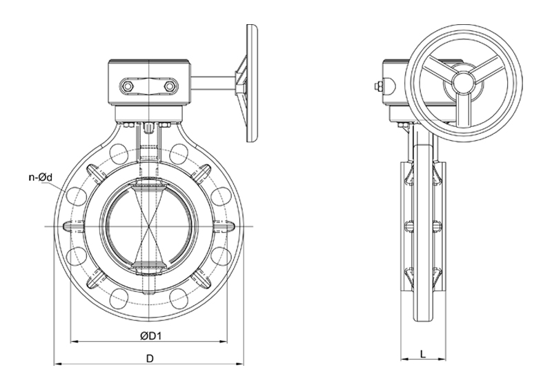 Затвор дисковый ПВХ SB71-V's Drawing