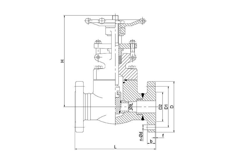 Задвижка клиновая фланцевая кованная SG41-F's Drawing