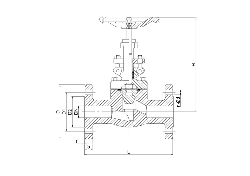 Запорный клапан фланцевый кованный SGL41-F's Drawing