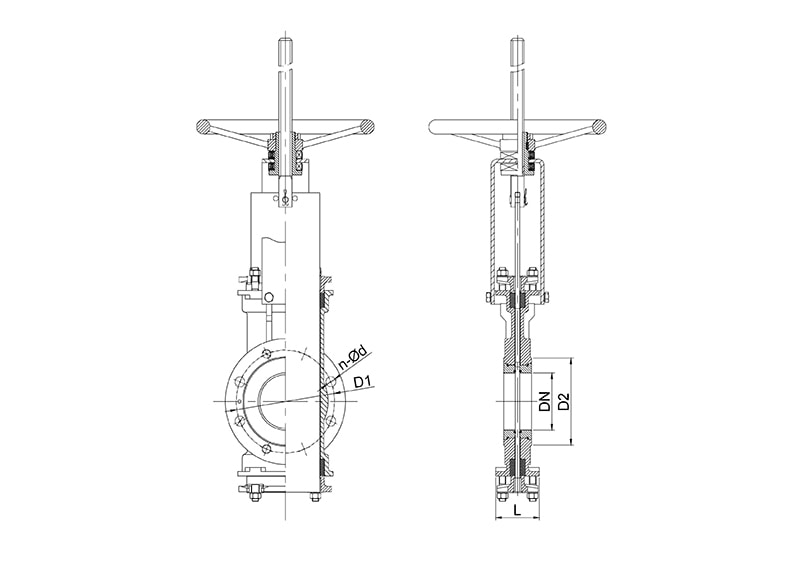 Задвижка шиберная ножевая SG73-C со сквозным ножом's Drawing