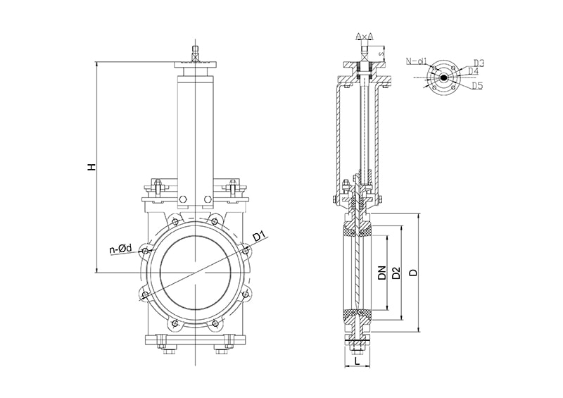 Задвижка шиберная ножевая SG73-D с резиновыми вставками's Drawing
