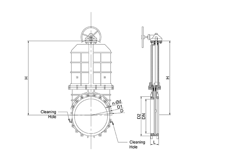 Задвижка шиберная ножевая SG73-E в закрытом корпусе's Drawing