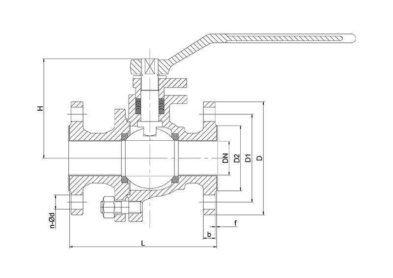 Кран шаровой фланцевый с футеровкой SK41-P's Drawing