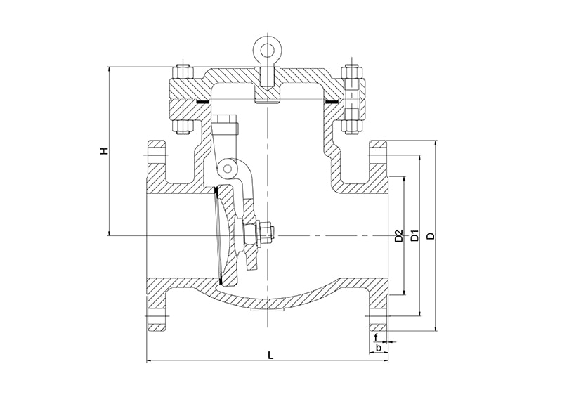 Клапан обратный поворотный фланцевый SC44's Drawing