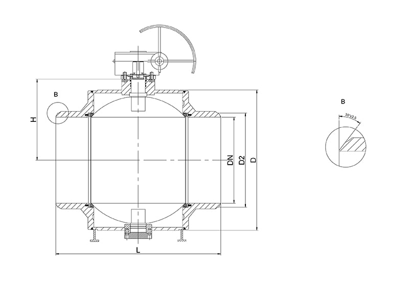 Кран шаровой сварной SK61's Drawing
